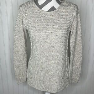 Chicos Womens Sweater Metallic Pullover Oatmeal Color Size 4
